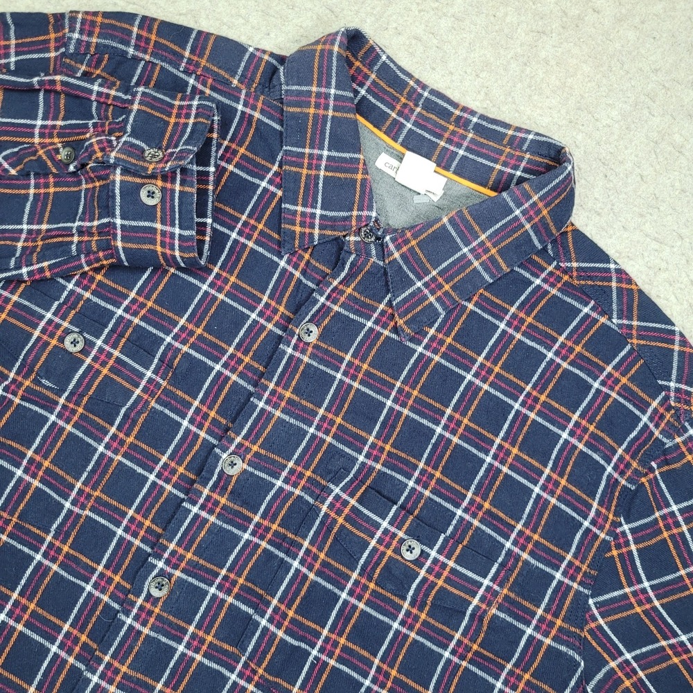 Carbon To Cobalt Flannel Shirt Mens L Blue Plaid Long Sleeve Button Up Outdoor